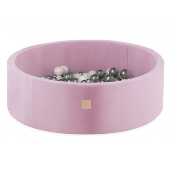 Misioo Bällebad, rosa, rund, Samt, 90x30, 200 Bälle: Perle hellrosa, silber, perle