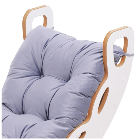 MISIOO Small Rocker 4-in-1 Wippe + Kletterwand/Rutsche + Kissen (lila Velvet), weiß Wooden Play