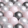 Misioo Ballpool, grau, rund, Velours, 90x30, 200 Bälle: rosa, silber, perlmutt