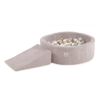 MISIOO Spielplatz Bällebad + Dreieck (+200 Bälle: pearl, gold, pearl blassrosa), Blassrosa, Premium Cord