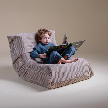 MISIOO  Ergonomiczny fotel wypoczynkowy dla dzieci MOONI, jasny róż, sztruks premium