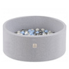 Misioo Bällebad, hellgrau, rund, Baumwolle smart, 90x40, 300 Bälle: pearl, hellblau, silber