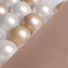 MISIOO Bällebad, beige, rund, Samt, 90x30, 200 Bälle: perlmutt, gold, transparent