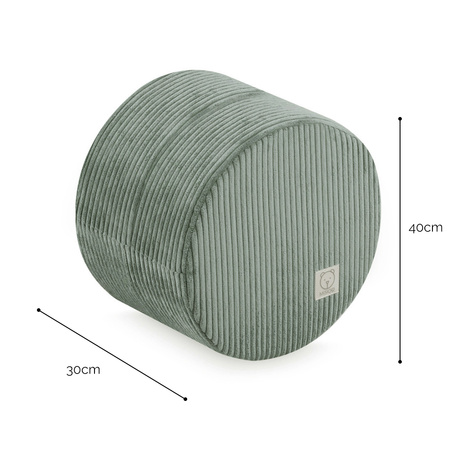 MISIOO Pouf rond 40x30 cm, vert, velours côtelé de qualité supérieure