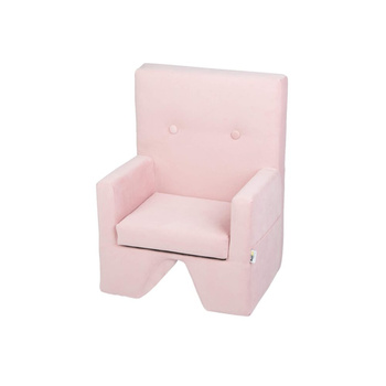 MISIOO Fotel, różowy - różowe guziki, velvet - kolekcja premium
